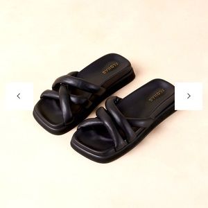 ALOHAS Slip On Cross Black Sandals